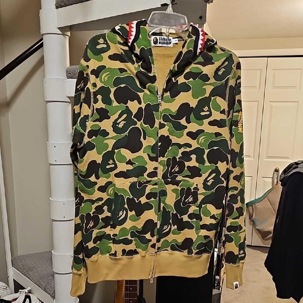 Bape Green and Black Lightweight Shirt Jacket